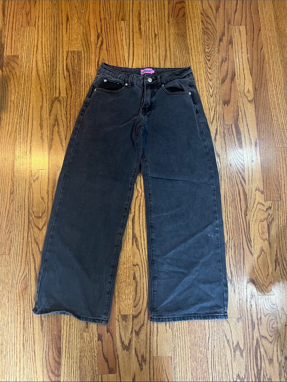 COPY: Edikted XS Black Low Rise Wide Leg Jeans